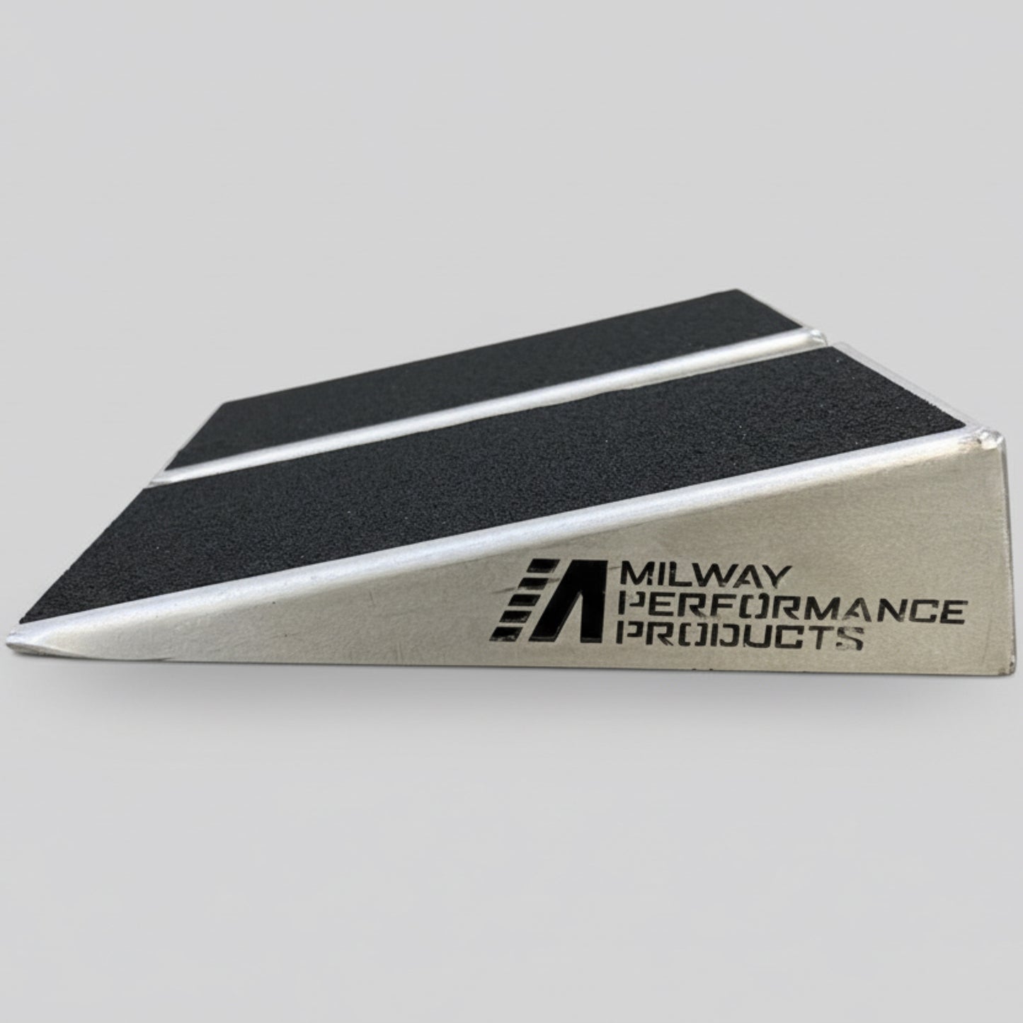 silver slant board with black grip tape 15 degree angle for ankle rehab physio dorsiflexion heel lifts for squat